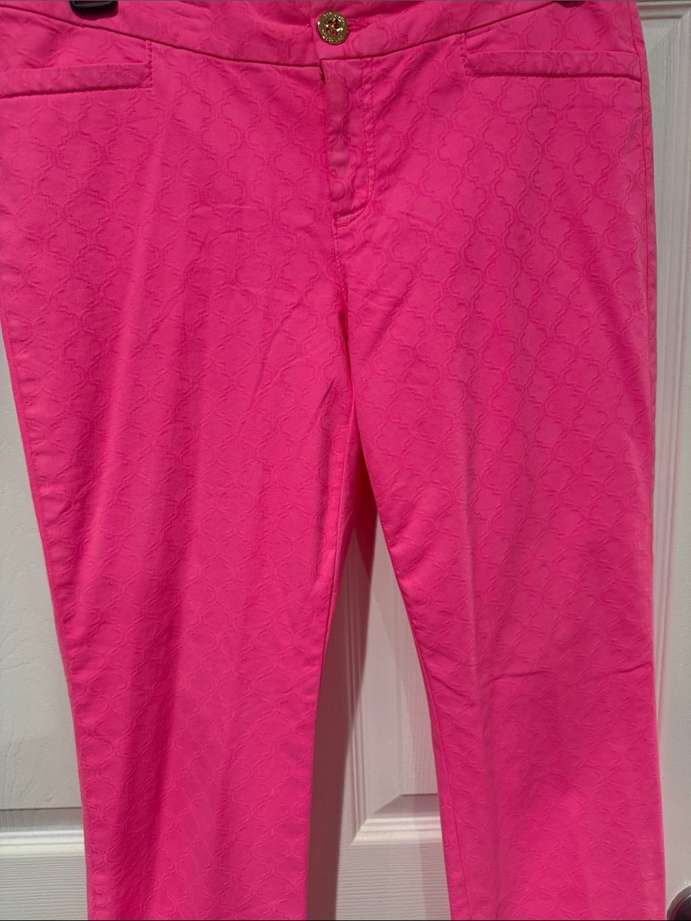 Lilly Pulitzer Kelly Skinny Ankle Jacquard Stretch Pants in Tiki Pink 💕